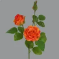 Branche de rose artificielle trois têtes décoration d'intérieur de luxe orange variante - Orange