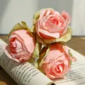 Artificial rose flower bouquet home decor fake flowers rustic floral arrangement peach pink - 3 Heads / Pink