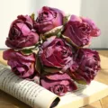 Vintage artificial rose bouquet purple fake flowers for home living room table decor - 7 Heads / Purple