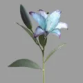 Branche de fleur de lys artificielle, couleur bleu rétro, deux têtes déco. - Bleu d'automne