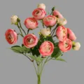 Artificial camellia flower bouquet home decor 15 heads faux floral arrangement pink - Pink