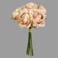 Vintage artificial rose bouquet, pale pink silk flowers with stems for home decor. - Taro Purple