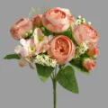 Bouquet de fleurs de roses artificielles, décoration de table romantique et accessoires photo. - Rose Pêche