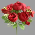 Bouquet de fausses fleurs de roses rouges plante decorative de table style nordique - Bordeaux