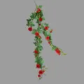 Artificial red rose vine flower garland for wedding party home ceiling hanging decor variant. - Red