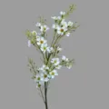 Artificial wax plum flower branch, realistic white floral stem for home decor and wedding props. - White