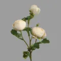 Artificial tea rose 3-head silk flower branch for home decor and photography props champagne - White