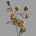 Artificial vintage rose branch, elegant home decor flower for living room table or rustic guest style. - Off White