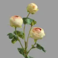Artificial 3-head tea rose silk flower bunch for home dining table decor photography props - Champagne