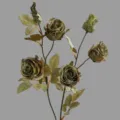 Artificial vintage rose flower branch, retro green artificial roses for home decor living room tabletop - Dark Green