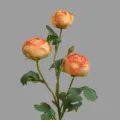 Artificial tea rose flower branch 3-head fake plant for home decor photography props - Orange