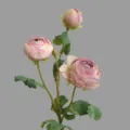 Fiore artificiale di rosa da tè a 3 teste bouquet realistico per decorazioni domestiche e foto - Viola