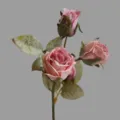 Single branch vintage artificial rose flower with burnt edge for home wedding decoration props. - Pink