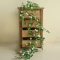 Guirnalda de flores de rosas blancas artificiales para decoración de pared de bodas hogar - Blanco