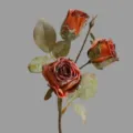 Single branch retro burnt edge artificial rose flower for home decor and wedding arrangement. - Orange