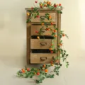 Guirlanda de rosas artificiales naranjas para decoración de pared de bodas y hogar interior - Rojo Anaranjado