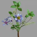 Artificial blue flower bundle, faux floral branch for home decor and photography props. - Blue