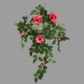 Artificial rose vine variant in pink, silk flower hanging plant decor for wall and room aesthetics. - Rose Pink