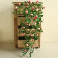 Guirlanda colgante de flores de rosas artificiales para decoración de pared interior del hogar. - Manojo Rojo Rosa