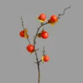 Künstlicher wilder Kaki Zweig 6 Köpfe künstliche rote Früchte für Tisch Deko Blumen - Rot