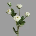 Artificial white peony flower branch, 5 heads faux rose for home decor and vase display. - White