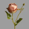 Single artificial vintage rose with burnt edge, retro style flower for home decor and display - Autumn Purple