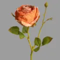 Artificial vintage burnt-edge rose single stem flower for European retro home decoration - Burnt Orange