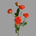 Artificial 5-head peony rose flower branch home decor fake floral orange plant decor - Orange