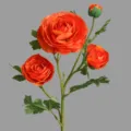 Artificial orange ranunculus flower 4-heads bouquet for minimalist home decor item SKU - Orange