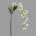 Artificial white flower branch fake floral stems for home decor table centerpiece display - White