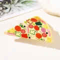 Gros plan d'une jolie pince à cheveux en acrylique en forme de pizza avec des motifs amusants. - 9.5cm / Pizza Acrylique