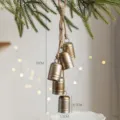 Suspension de cloches de Noël en fer vintage avec corde de jute pour décoration - Petite Cloche Vintage Champagne [Style 5 Cloches]