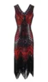 1920s vintage sequin beaded V-neck fringe dress elegant party flapper costume red - Custom Sizes / Dresses / Wine Red