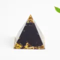 Piramide in resina di cristallo nero e oro ornamento per decorazioni casa display desktop - 3cm / Ossidiana