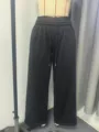 Women winter fleece lined wide leg sweatpants loose casual high waist pants black comfy trousers - XS / Bottoms / Black