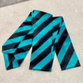 Trendy striped necktie for women, stylish college style accessory for uniform and shirt styling. - Blue-Green Stripe