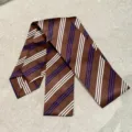 Brown striped tie for women, college style neckerchief, chic uniform shirt accessory detail. - Brown Stripe