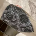 Black and white paisley irregular triangular scarf fashion skirt wrap silk-like layering accessory. - B Black Square Lace Pattern
