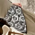 Black and white sun print irregular triangular scarf wrap skirt fashion women clothing - D White Sunflower Pattern