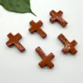 Detail rode jaspis kruis hanger natuurlijk, halfedelsteen horizontale gat DIY sieraden accessoire - 30*22*6mm Kruis Hanger / Rode jaspis (1 stuk)