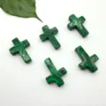 Detail malachiet kruis hanger, 30x22mm geboorde edelsteen voor sieraden maken. - 30*22*6mm Kruis Hanger / Eén synthetische malachiet