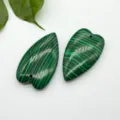 Green heart shaped stone pendant detail view, perfect for DIY jewelry making and crafting. - 40*22*7mm Large Love Heart Pendant / One Synthetic Malachite