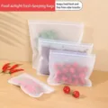 Reusable silicone food storage bags ziplock fresh keeping bags for kitchen fridge - Extra Large / Clear