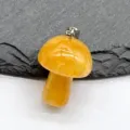Close-up detail of natural yellow crystal agate stone mini mushroom pendant for DIY jewelry. - Yellow Aventurine (1 Piece)