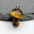 Natural Tiger Eye Stone Mushroom Pendant 2CM Mini Crystal Gemstone DIY Necklace Charm Detail - Tiger Eye (1 Piece)