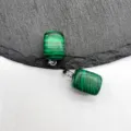 Green malachite small square pendant necklace gemstone jewelry minimalist style accessory - One Synthetic Malachite