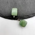 Natural green crystal stone pendant square shape detail shot for necklace making DIY - Green Aventurine (1 Piece)
