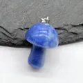 Blue crystal stone mushroom pendant fine detail close up natural gemstone DIY jewelry charm - Blue Aventurine
