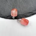 Detail shot of pink crystal gemstone small square pendant, elegant and charming jewelry accessory. - Synthetic Watermelon Red - 1 Piece