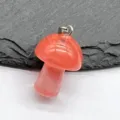 Natural crystal agate mini mushroom pendant DIY jade carved stone charm for jewelry making. - Synthetic Watermelon Red - 1 Piece